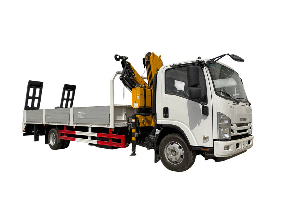 ISUZU NPR 700P FLATBED TRUCK WITH XCMG FOLDING ARM 5T CRANE