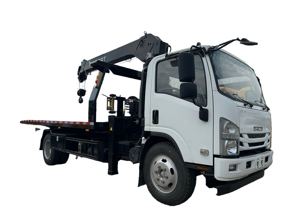ISUZU 700P NPR Wrecker Truck with XCMG Crane Black and White